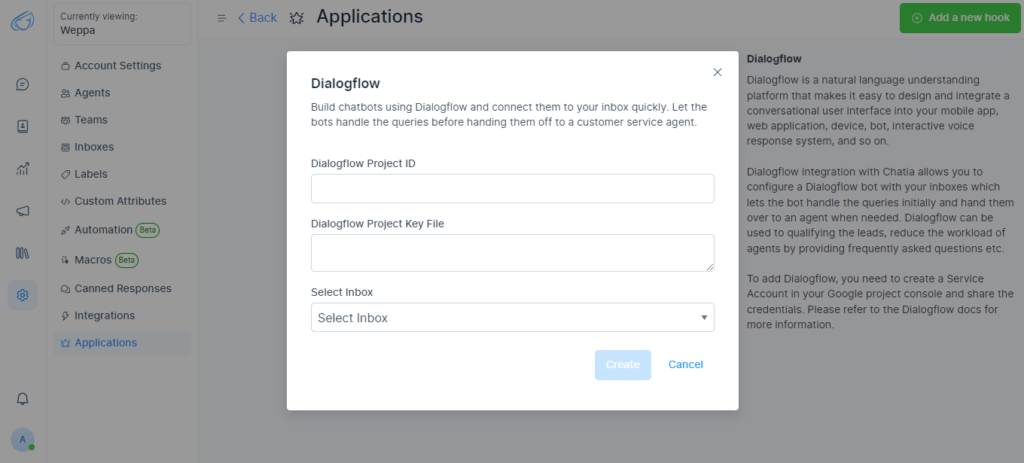 ¿Cómo integrar Chatia con Dialogflow? - CRM para WhatsApp y aplicaciones de mensajería Instantánea